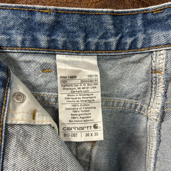 Carhartt 36x30 Mens  Blue Denim Jeans 100% cotton - Picture 6 of 6